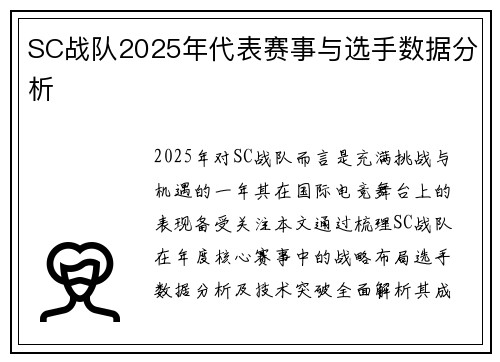 SC战队2025年代表赛事与选手数据分析